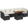 Trädgårdsoffset 8 pcs Svart och kräm Rattan och polyester vidaXL Stor – miniatyr 2