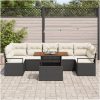 Trädgårdsoffset 8 pcs Svart och kräm Rattan och polyester vidaXL Stor – miniatyr 3