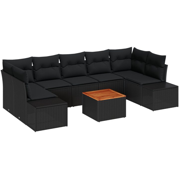 Trädgårdsoffset 8 pcs Svart Rattan, aluminium vidaXL 55 x 55 x 37 cm – bild 2