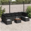 Trädgårdsoffset 8 pcs Svart Rattan, aluminium vidaXL 55 x 55 x 37 cm – miniatyr 1
