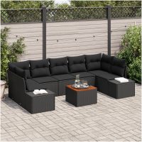 Trädgårdsoffset 8 pcs Svart Rattan, aluminium vidaXL