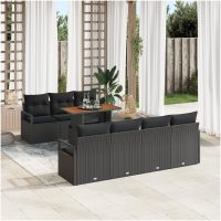 Trädgårdsoffset 8 pcs Svart Rattan och Aluminium vidaXL