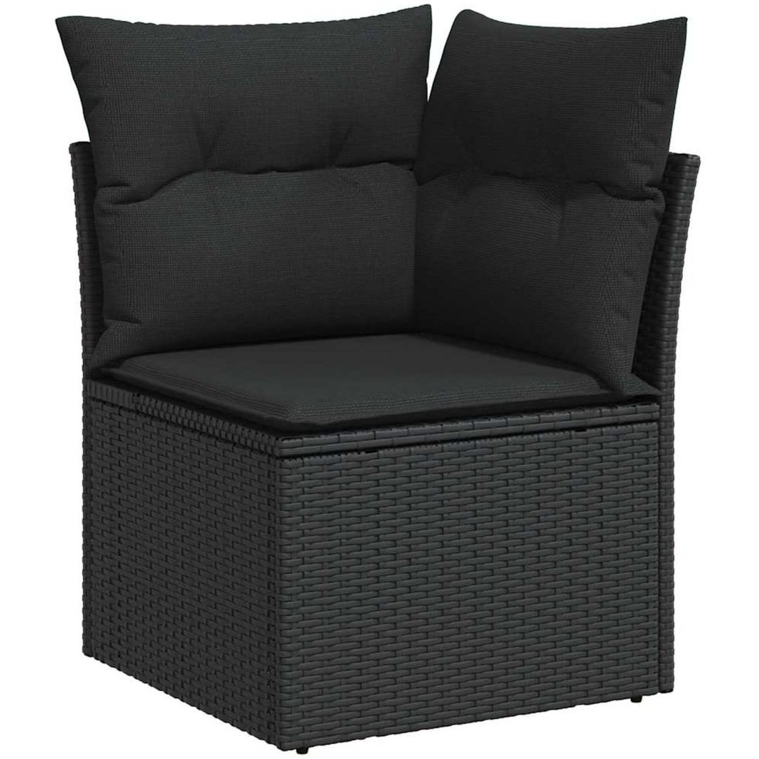 Trädgårdsoffset 8 pcs Svart Rotting & Polyesterkuddar vidaXL 55 x 55 x 37 cm – bild 6