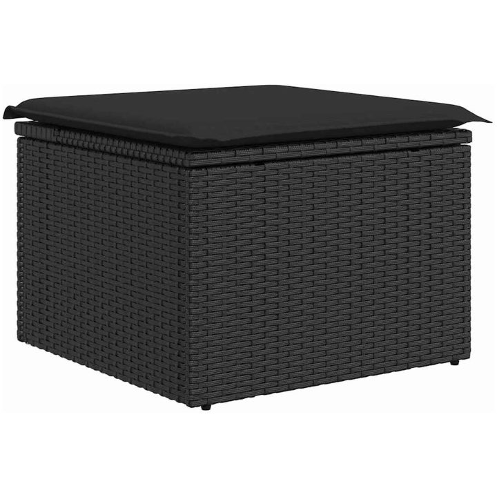 Trädgårdsoffset 8 pcs Svart Rotting & Polyesterkuddar vidaXL 55 x 55 x 37 cm – bild 7
