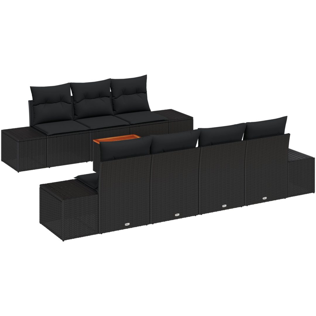 Trädgårdsoffset 8 pcs Svart Rotting vidaXL 55 x 55 x 37 cm – bild 2