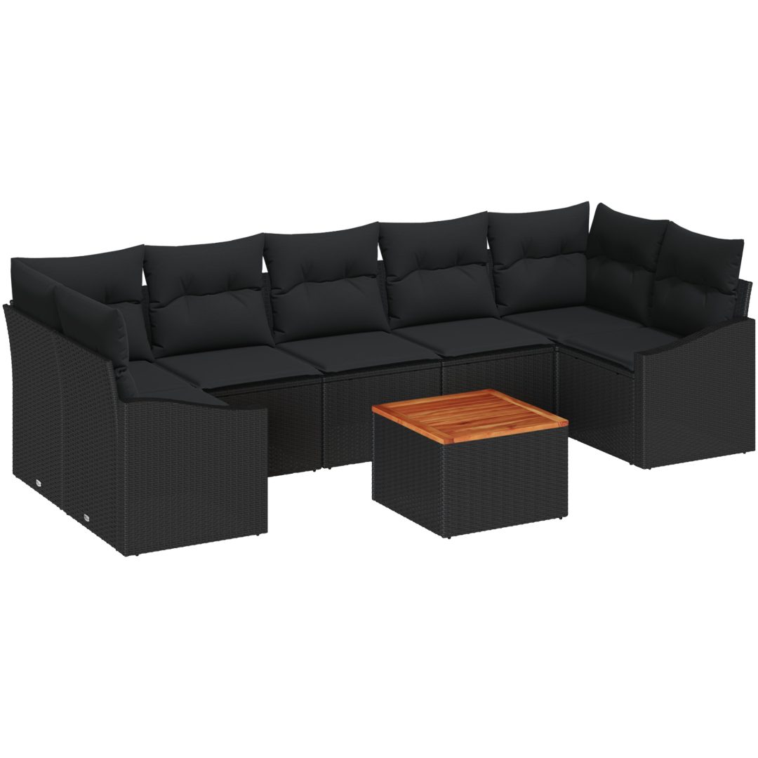 Trädgårdsoffset 8 pcs Svart Rottning, trä vidaXL 55 x 55 x 37 cm – bild 2