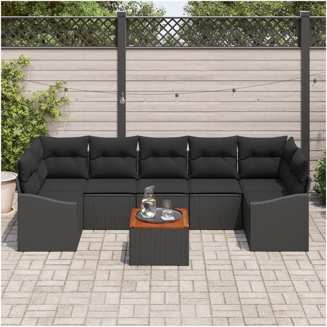 Trädgårdsoffset 8 pcs Svart Rottning, trä vidaXL 55 x 55 x 37 cm – bild 3
