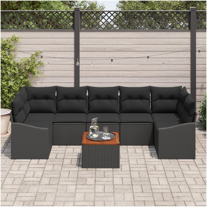 Trädgårdsoffset 8 pcs Svart Rottning, trä vidaXL 55 x 55 x 37 cm – bild 3