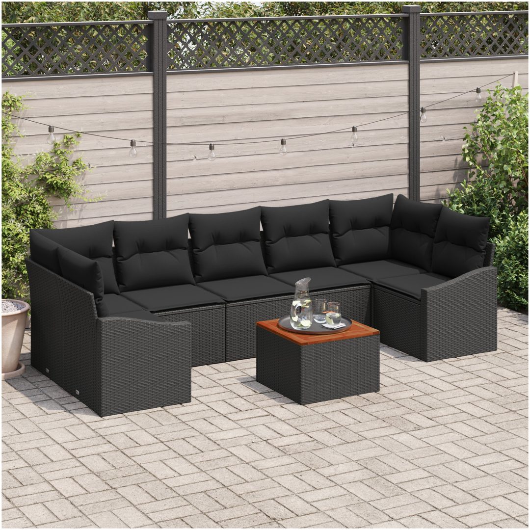 Trädgårdsoffset 8 pcs Svart Rottning, trä vidaXL 55 x 55 x 37 cm