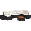 Trädgårdsoffset 8 pcs Svart, vit Rattans, polyester vidaXL 55 x 55 x 37 cm – miniatyr 2