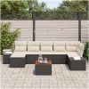 Trädgårdsoffset 8 pcs Svart, vit Rattans, polyester vidaXL 55 x 55 x 37 cm – miniatyr 3