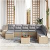 Trädgårdsoffset 9 pcs Beige, ljusgrå Rattan, Polyester, Stål vidaXL 55 x 55 x 37 cm – miniatyr 3