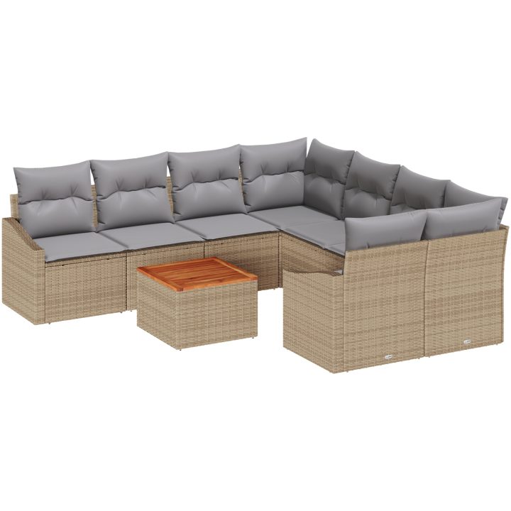 Trädgårdsoffset 9 pcs Beige, ljusgrå vidaXL 55 x 55 x 37 cm – bild 2