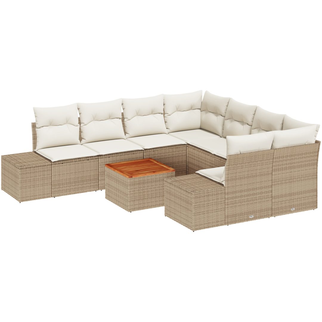 Trädgårdsoffset 9 pcs Beige, vit vidaXL 55 x 55 x 37 cm – bild 2