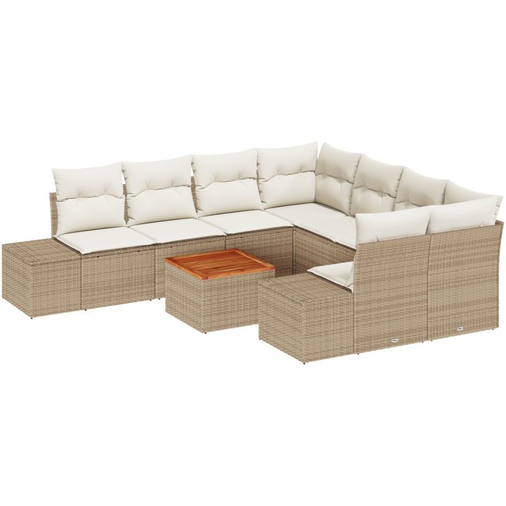 Trädgårdsoffset 9 pcs Beige, vit vidaXL 55 x 55 x 37 cm – bild 2