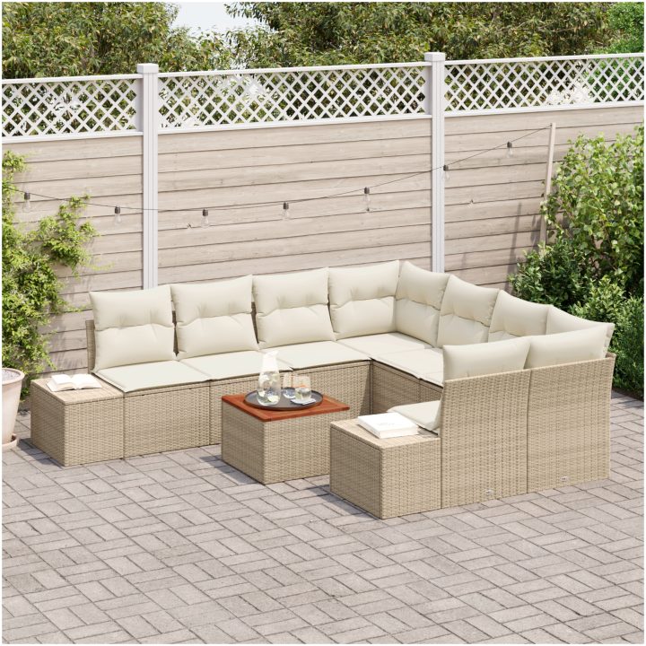 Trädgårdsoffset 9 pcs Beige, vit vidaXL 55 x 55 x 37 cm – bild 3