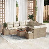 Trädgårdsoffset 9 pcs Beige, vit vidaXL