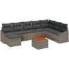 Trädgårdsoffset 9 pcs Grå Poly Rattan, Glas vidaXL 55 x 55 x 37 cm – miniatyr 2
