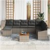 Trädgårdsoffset 9 pcs Grå Poly Rattan, Glas vidaXL 55 x 55 x 37 cm – miniatyr 3