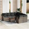 Trädgårdsoffset 9 pcs Grå Rattan, trä vidaXL Medium – miniatyr 1