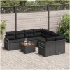 Trädgårdsoffset 9 pcs Svart Poly Rattan, Stål, Trä vidaXL Medium – miniatyr 3