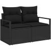 Trädgårdsoffset 9 pcs Svart Poly Rattan, Stål, Trä vidaXL Medium – miniatyr 4