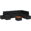 Trädgårdsoffset 9 pcs Svart Rattans, polyester vidaXL 55 x 55 x 37 cm – miniatyr 2