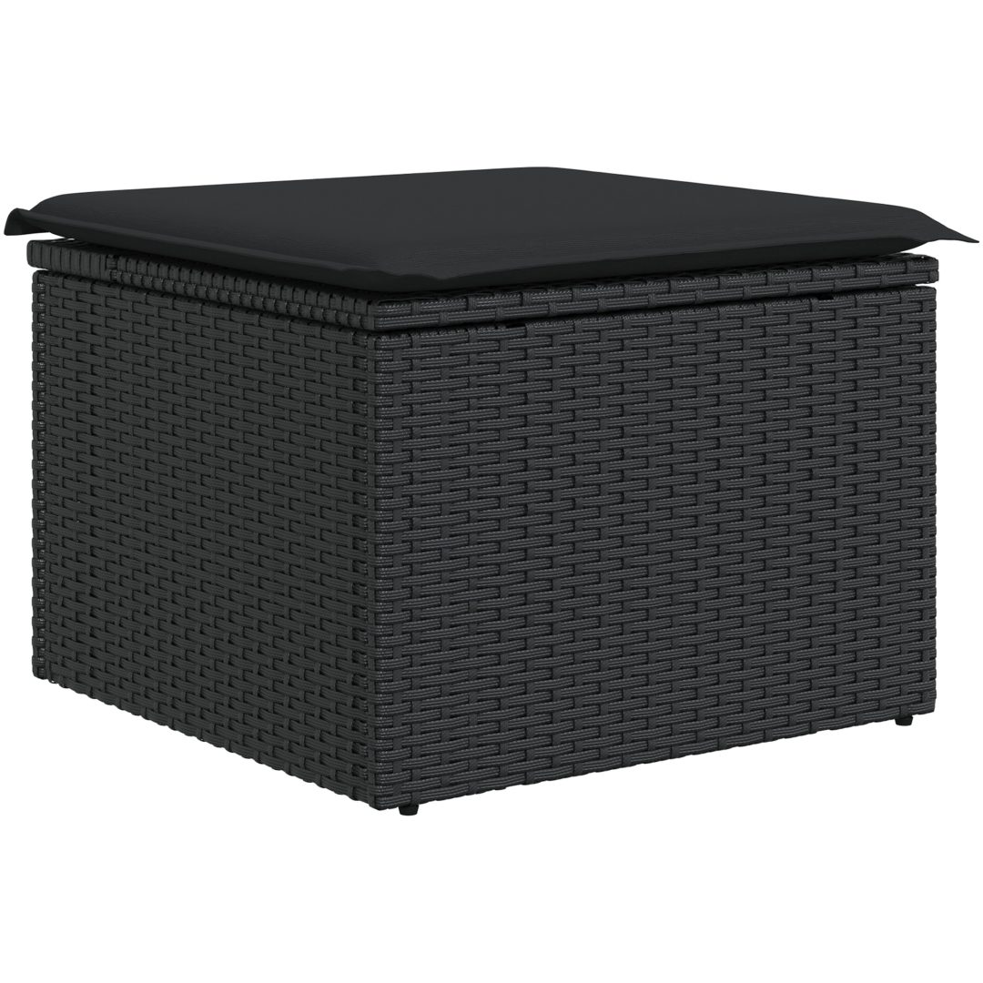 Trädgårdsoffset 9 pcs Svart Rattans, polyester vidaXL 55 x 55 x 37 cm – bild 5