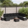 Trädgårdsoffset 9 pcs Svart Rattans, polyester vidaXL 55 x 55 x 37 cm – miniatyr 1