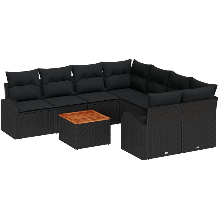 Trädgårdsoffset 9 pcs Svart Rotting & Metall vidaXL Stor – bild 2