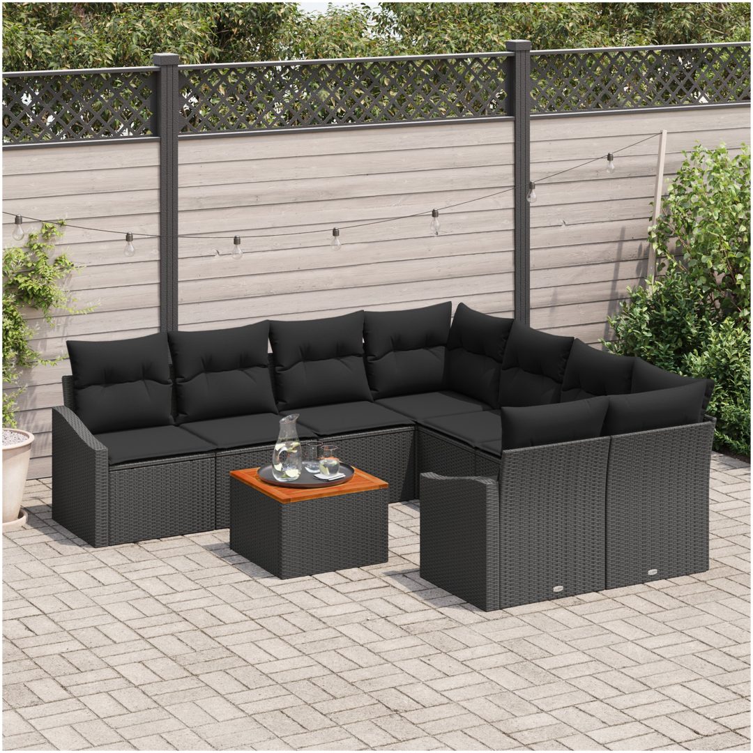 Trädgårdsoffset 9 pcs Svart vidaXL 55 x 55 x 37 cm – bild 3