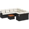 Trädgårdsoffset 9 pcs Svart, vit Rattan och trä vidaXL Stor – miniatyr 2