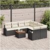 Trädgårdsoffset 9 pcs Svart, vit Rattan och trä vidaXL Stor – miniatyr 3