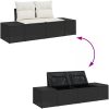 Trädgårdsoffset 9 pcs Svart, vit Rattan, Polyester, Stål vidaXL 55 x 55 x 37 cm – miniatyr 8