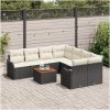 Trädgårdsoffset 9 pcs Svart, vit Rattan, tyg, trä vidaXL Stor – miniatyr 3