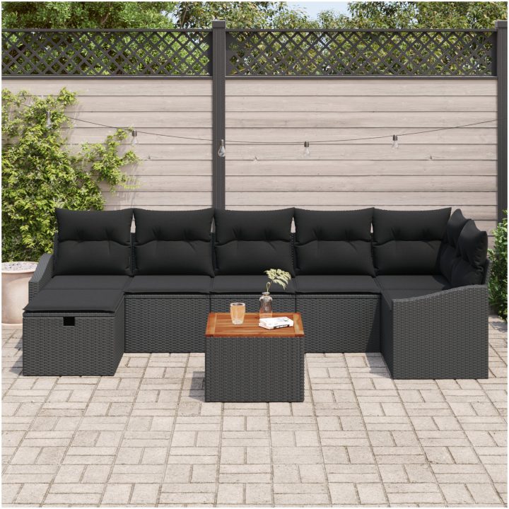 Trädgårdsoffset med kudde 8 pcs Svart 288.5 x 123.5 x 85 cm vidaXL 55 x 55 x 37 cm – bild 3