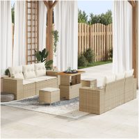 Trädgårdsoffset med kudde med kudde 9 pcs Beige och gräddfärgad vidaXL