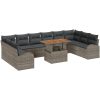 Trädgårdsoffset Set om 11 Grå Rotting Trädgårds matsalsset vidaXL 100 x 55 x 73 cm – miniatyr 2