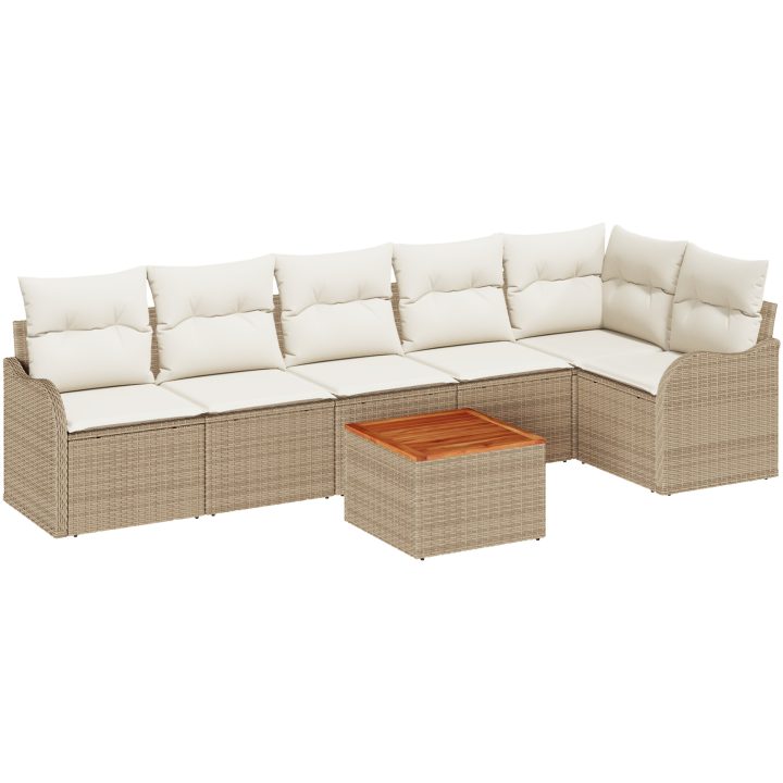 Trädgårdsoffsset 7 pcs Beige, vit vidaXL Stort – bild 2