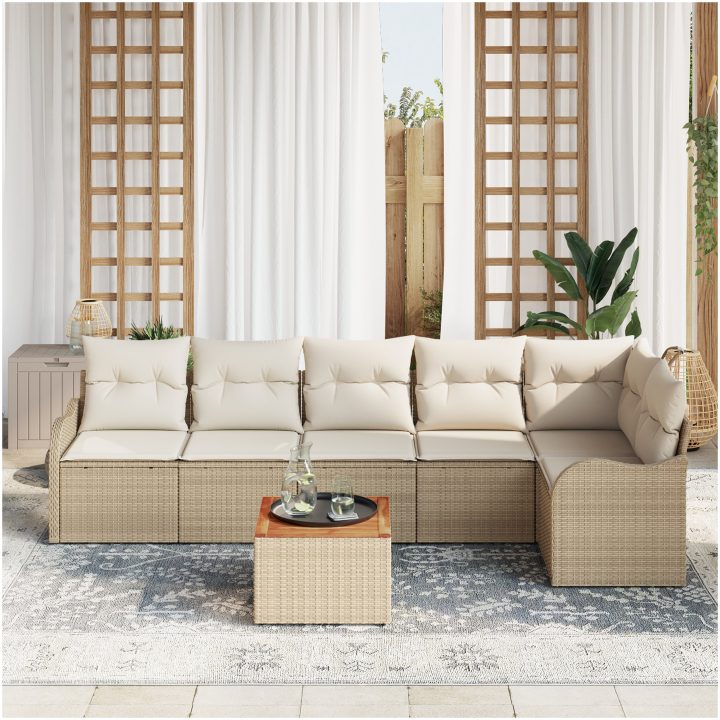 Trädgårdsoffsset 7 pcs Beige, vit vidaXL Stort – bild 3