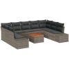 Trädgårdsoffuppsättning 10 pcs Grå Rotting & Glas vidaXL 55 x 55 x 37 cm – miniatyr 2