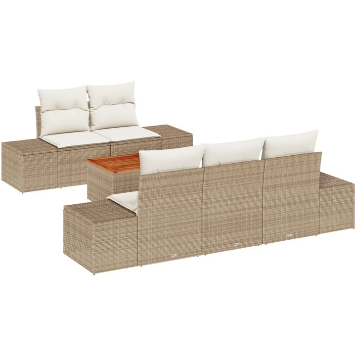 Trädgårdsoffuppsättning 6 pcs Beige, vit vidaXL 55 x 55 x 37 cm – bild 2