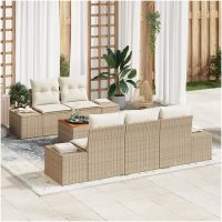 Trädgårdsoffuppsättning 6 pcs Beige, vit vidaXL