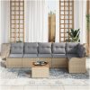 Trädgårdsoffuppsättning 7 pcs Beige, ljusgrå Konstrotting vidaXL Stor – miniatyr 3