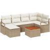 Trädgårdsoffuppsättning 7 pcs Beige, vit vidaXL Medium – miniatyr 2