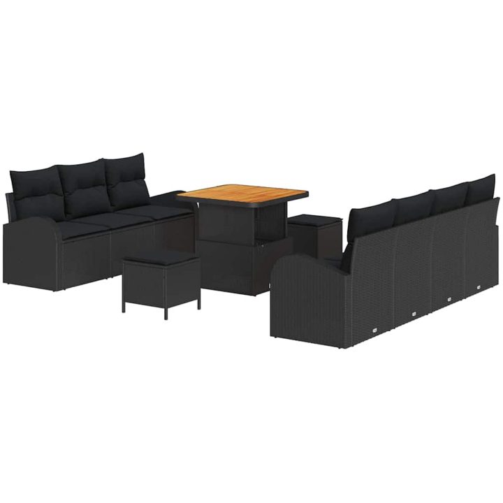 Trädgårdsoffuppsättning Set om 4 Svart Rattan vidaXL Medium – bild 2