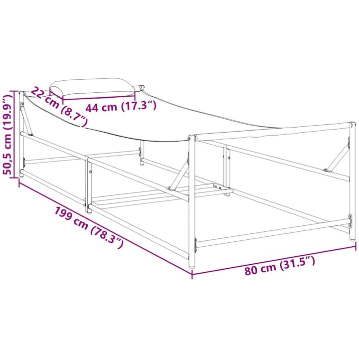 Trädgårdsolbädd - Antracit - 200x74x73 cm - Stål & Textilene vidaXL 200 x 73 x 73 cm – bild 10