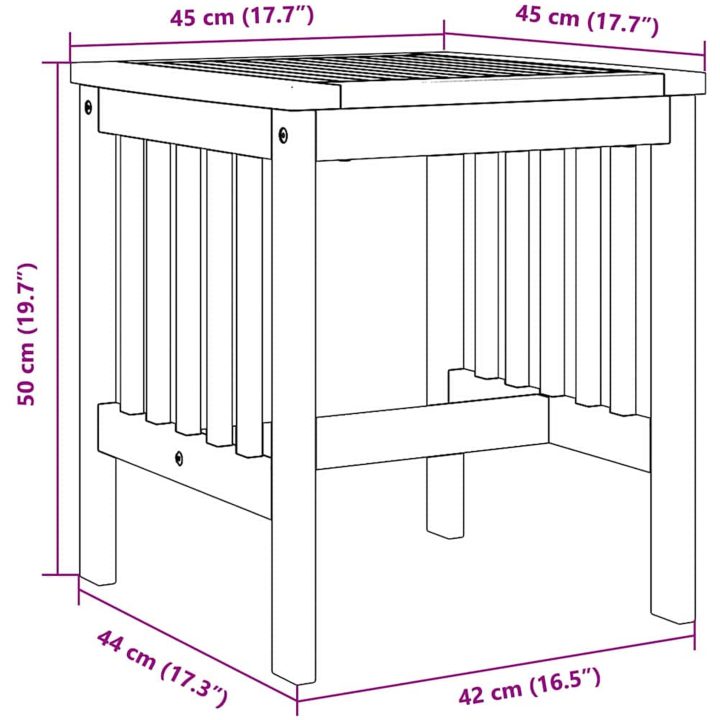 Trädgårdsordningsbord Brun Massivt akaciaträ vidaXL 45 x 45 x 50 cm – bild 10