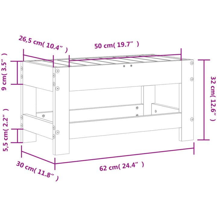 Trädgårdspall 62x30x32 cm massiv furu vidaXL – bild 9