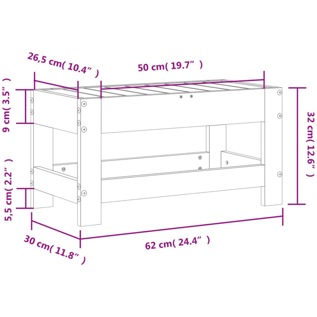Trädgårdspall 62x30x32 cm massivt douglasträ vidaXL – bild 9